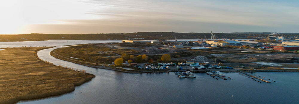 Dronebilde av Frevar område