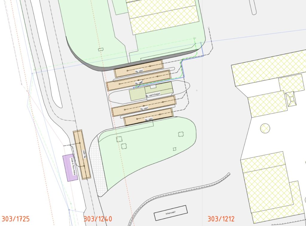 Tegning som viser plassering av den nye vektstasjonen.