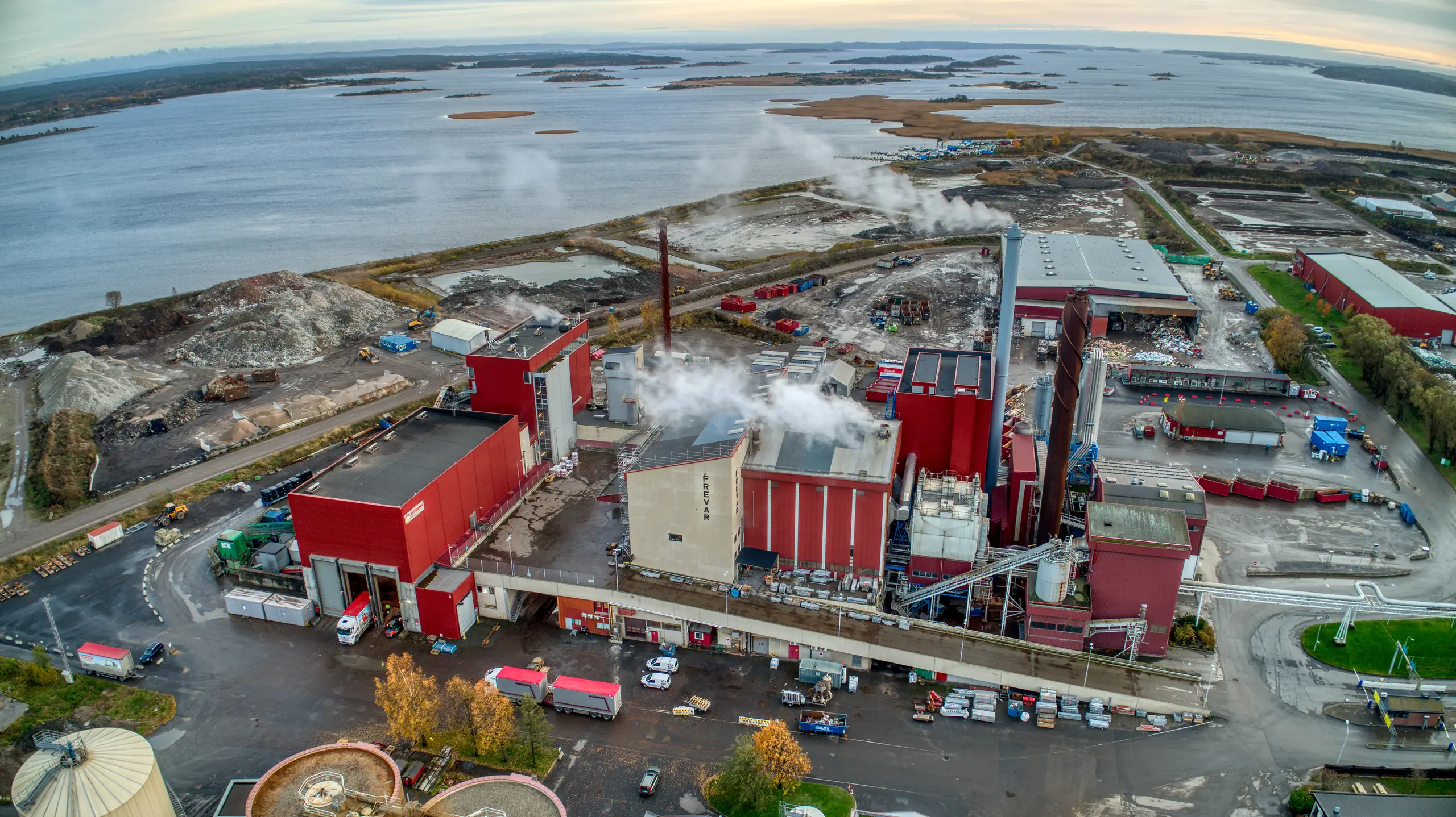 Dronebilde av FREVARs anlegg på Øra i Fredrikstad.