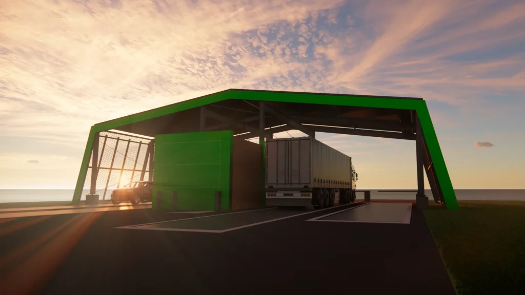 3D-visualisering av den nye vektstasjonen hos FREVAR.