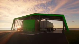 3D-visualisering av den nye vektstasjonen hos FREVAR.