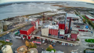 Dronebilde av FREVARs anlegg på Øra i Fredrikstad.