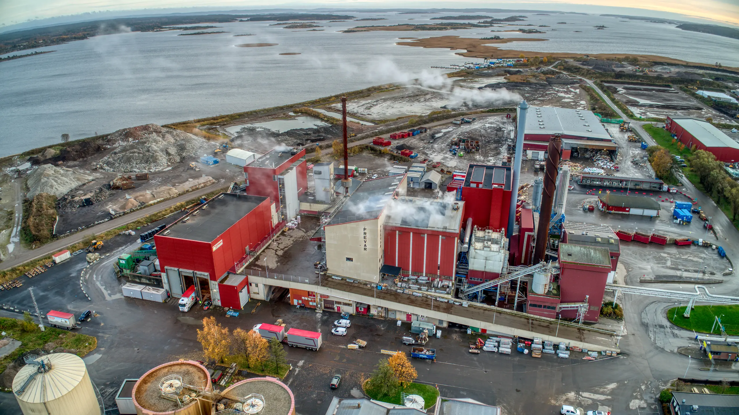 Dronebilde av FREVARs anlegg på Øra i Fredrikstad.